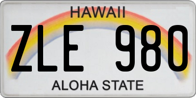 HI license plate ZLE980