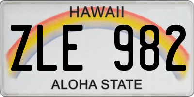 HI license plate ZLE982