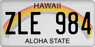 HI license plate ZLE984