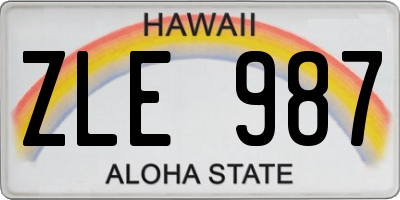HI license plate ZLE987