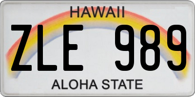 HI license plate ZLE989
