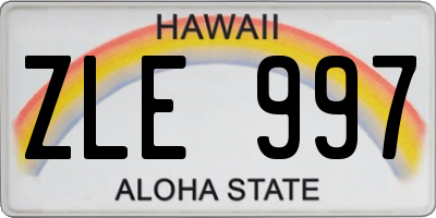 HI license plate ZLE997