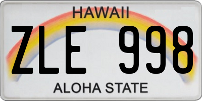HI license plate ZLE998