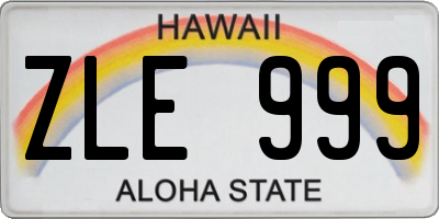 HI license plate ZLE999