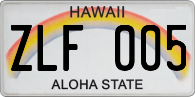 HI license plate ZLF005