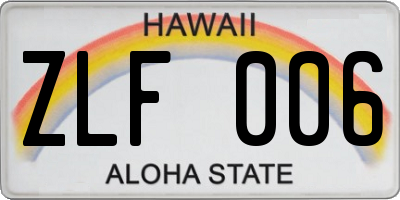 HI license plate ZLF006