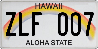 HI license plate ZLF007