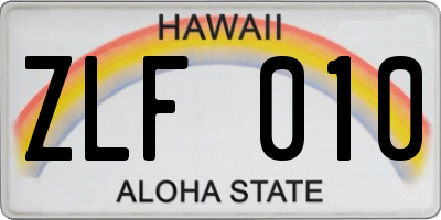 HI license plate ZLF010