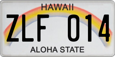HI license plate ZLF014