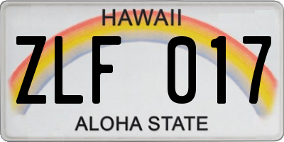 HI license plate ZLF017