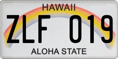 HI license plate ZLF019