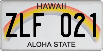 HI license plate ZLF021