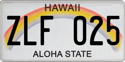 HI license plate ZLF025