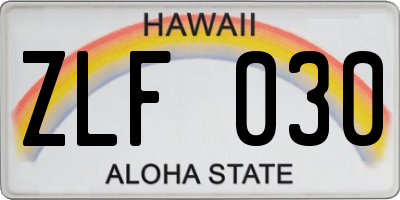 HI license plate ZLF030