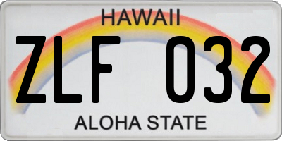HI license plate ZLF032