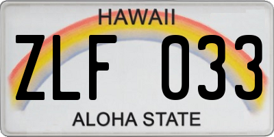 HI license plate ZLF033