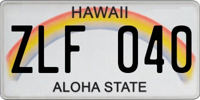 HI license plate ZLF040