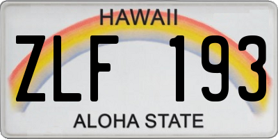 HI license plate ZLF193