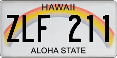 HI license plate ZLF211