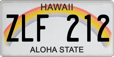 HI license plate ZLF212