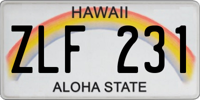 HI license plate ZLF231