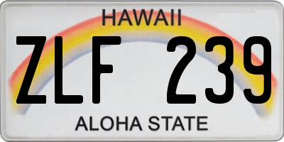 HI license plate ZLF239