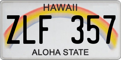 HI license plate ZLF357