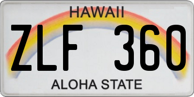 HI license plate ZLF360