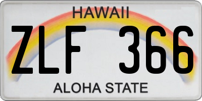 HI license plate ZLF366