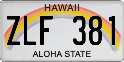 HI license plate ZLF381