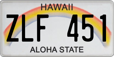 HI license plate ZLF451