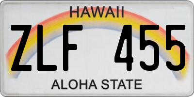 HI license plate ZLF455