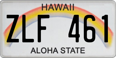 HI license plate ZLF461