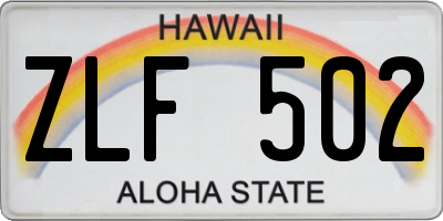 HI license plate ZLF502