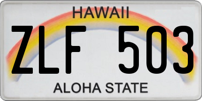 HI license plate ZLF503