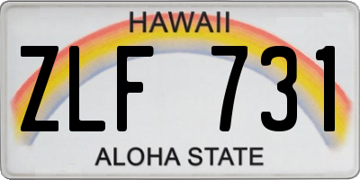 HI license plate ZLF731