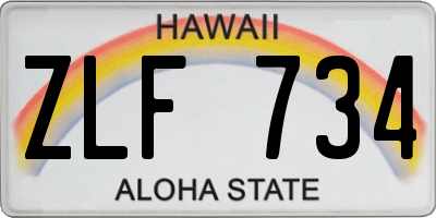 HI license plate ZLF734