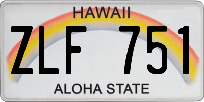 HI license plate ZLF751
