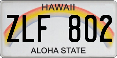 HI license plate ZLF802