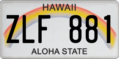 HI license plate ZLF881