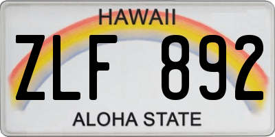 HI license plate ZLF892