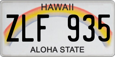HI license plate ZLF935