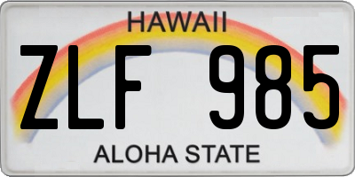 HI license plate ZLF985