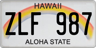 HI license plate ZLF987
