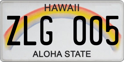 HI license plate ZLG005
