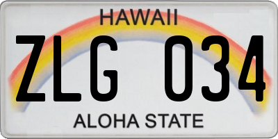 HI license plate ZLG034