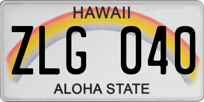 HI license plate ZLG040