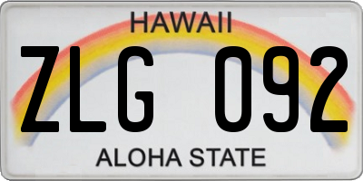 HI license plate ZLG092