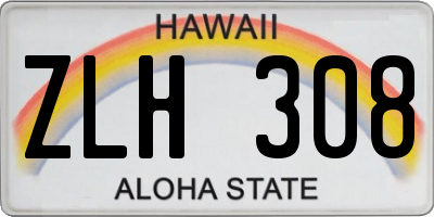 HI license plate ZLH308