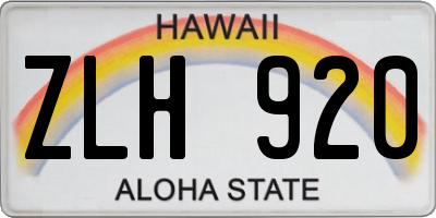 HI license plate ZLH920